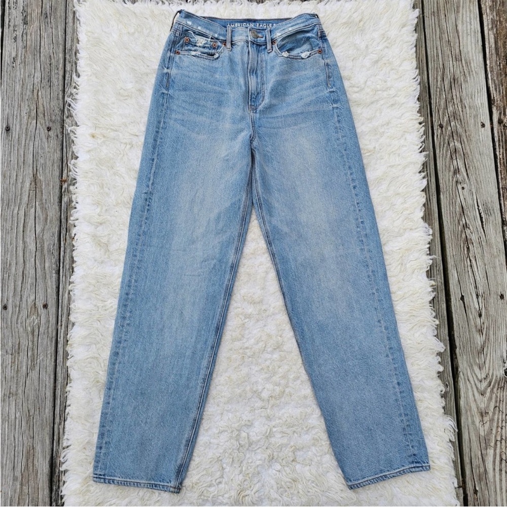 4 Jeans AEO Baggy Jean Light Wash Cotton Rigid Denim Trendy OOTD Slouchy EUC